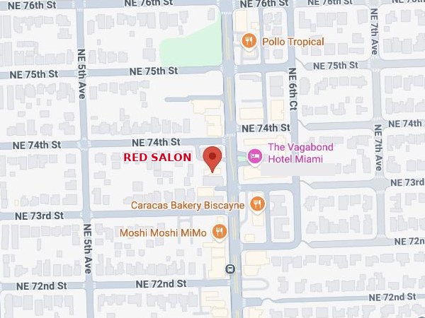 Map showing RED SALON's location at 7326 Biscayne Blvd, Miami, FL 33138